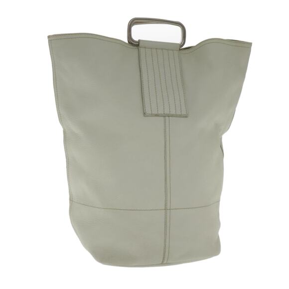 PRADA Hand Bag Leather White Silver - Picture 1 of 9